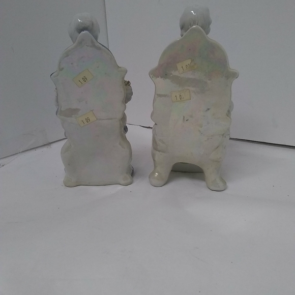 VTGE Male & Female Victorian Figurines 8" Blue & White w/Gold Trim Collectible - Picture 5 of 8